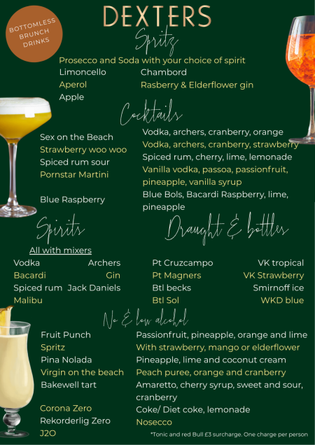 Brunch Drinks menu