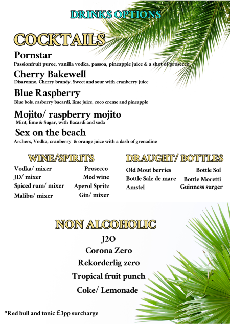 Brunch Drinks menu